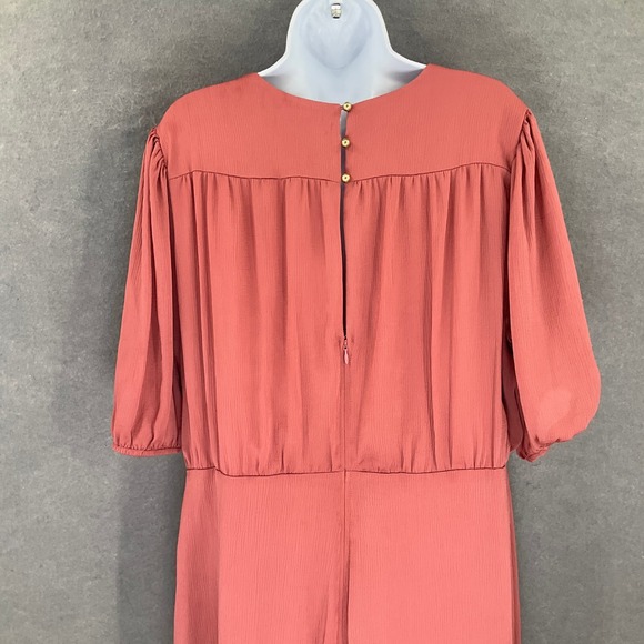 Express Drape Dress Womens Sz XL Coral Pink V Neck Ruffle Tiered Flowy Cocktail - Picture 6 of 12